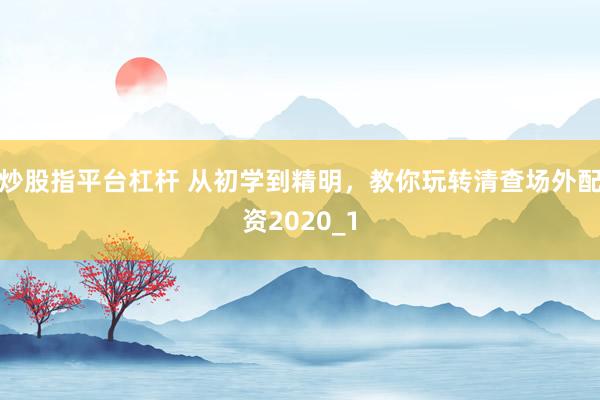 炒股指平台杠杆 从初学到精明，教你玩转清查场外配资2020_1